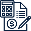 tax calcs icon – blue tax calcs icon - blue